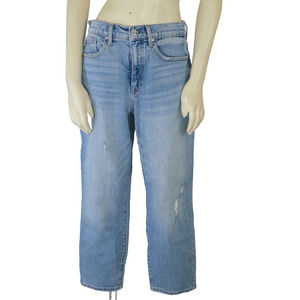 Evereve Blue Denim Factory Distressed Jeans Women Size 28 Five Pocket Zip Fly